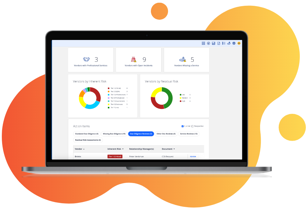 Screenshot of compliance solutions: 3rd party risk overview