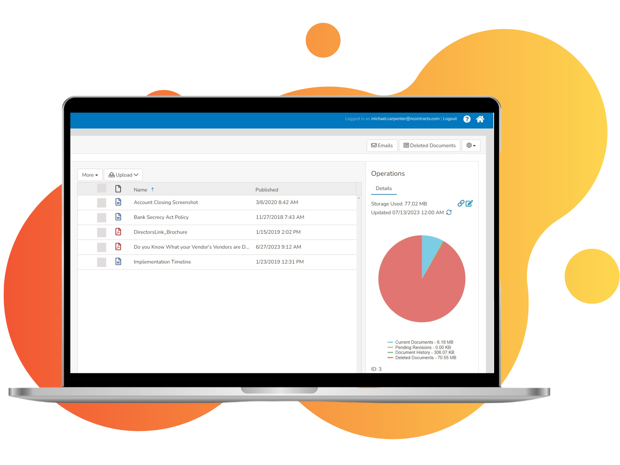 Screenshot of Nconnect: Document Control Feature