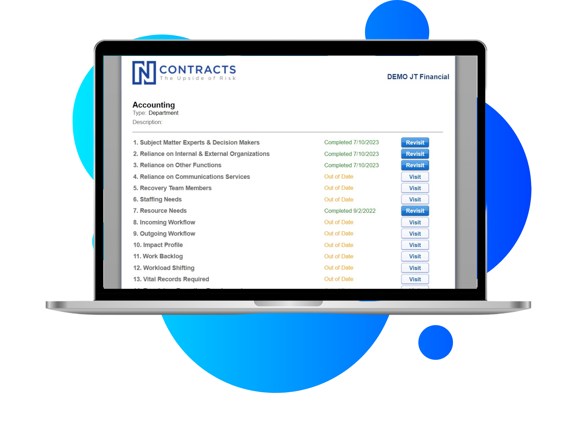 Screenshot of Ncontinuity: Data Collection and Risk Analysis Dashboard