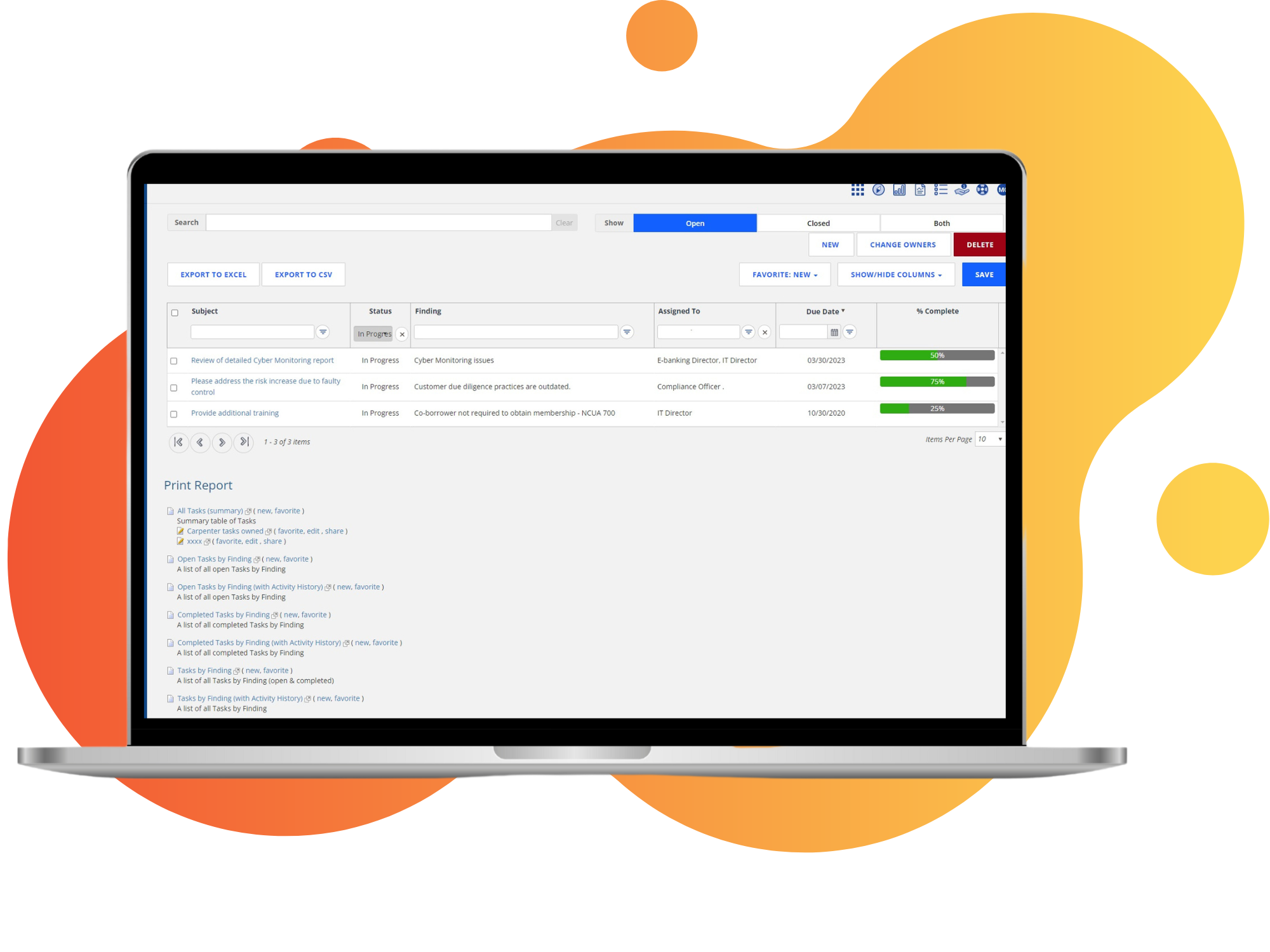 Screenshot of Nfindings: Task Management Dashboard