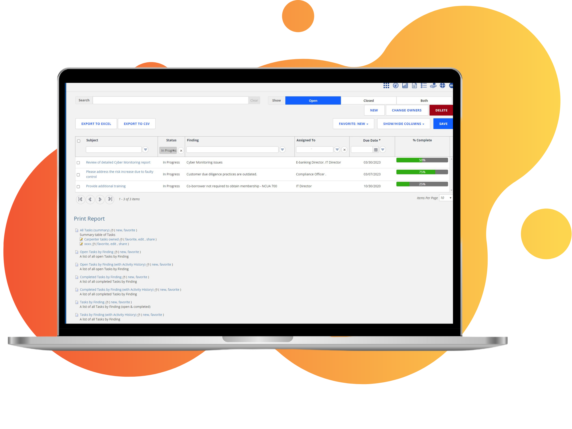 Screenshot of Nfindings: Task Management Dashboard