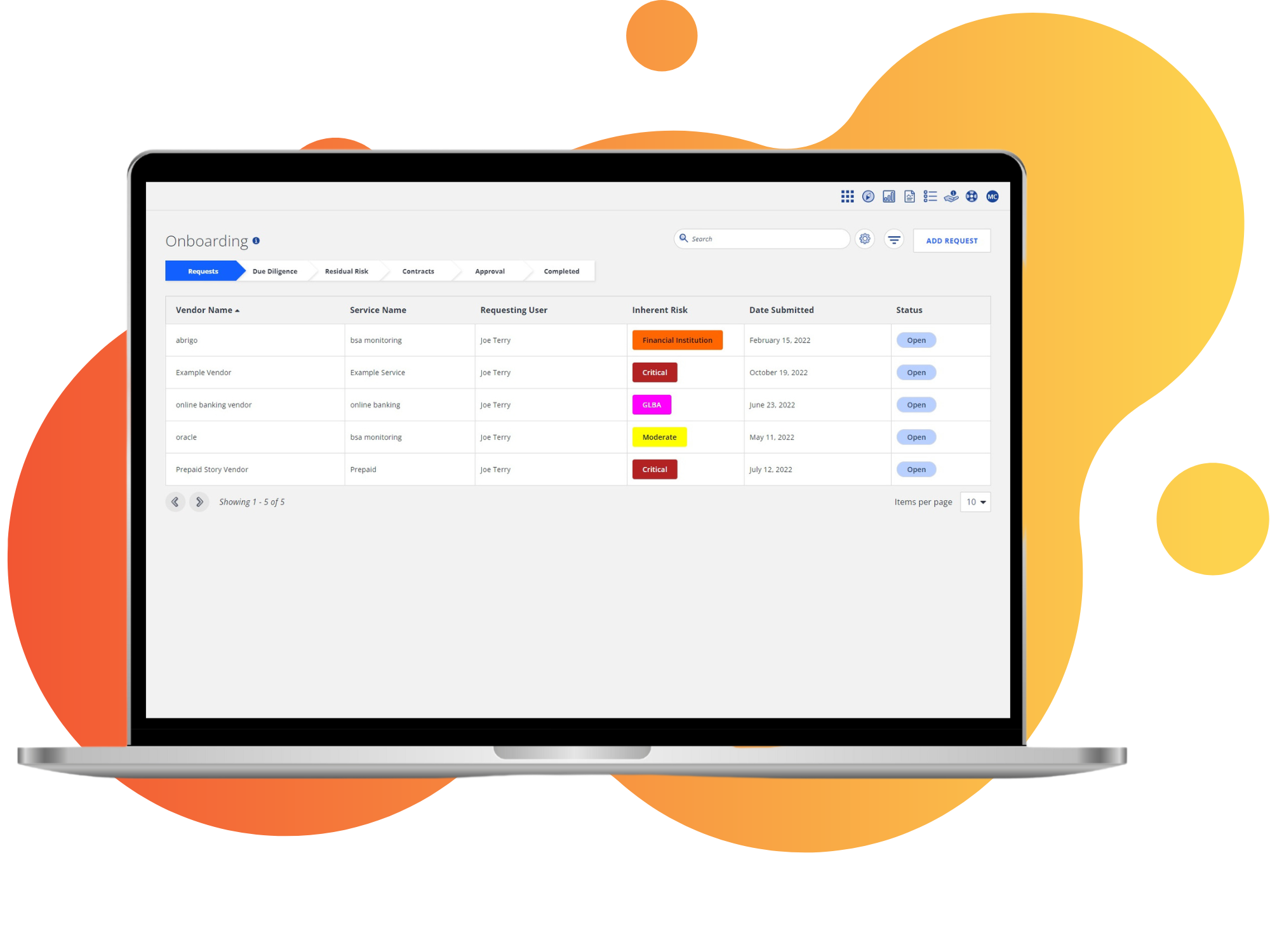 Screenshot of Nvendor: Vendor Lifecycle Page